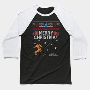 Merry Christmas Funny Naughty Dachshund Baseball T-Shirt